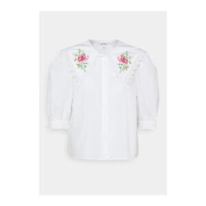 Monki white floral embroidered gothic collar blouse S